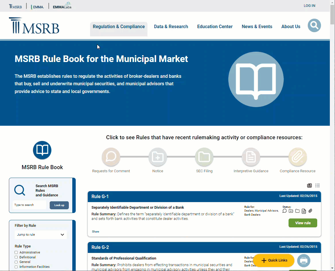 Demonstration of switching between compact and expanded view of the rules
