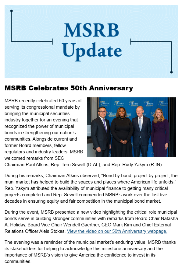 MSRB Update, Fall 2025 Thumbnail